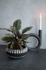 Black Speckle Stoneware Candleholder