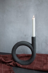 Black Speckle Stoneware Candleholder