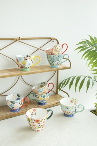 Rich Handpainted Flower Mugs