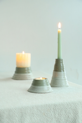 Soft Green Half Dip Candle Holder Collection