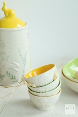 Green and White Embossed Bunnies Tableware Collection