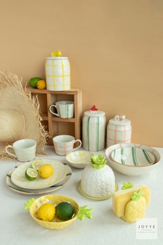 Simple Hand-painted Stripes and Checks Tableware