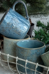 Christmas Lake Blue and Ink Green Debossed Mugs
