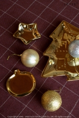 Christmas Golden Decoration and Shiny Red Tableware