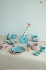 Blue and Pink Crackle Glazed Dinnerware