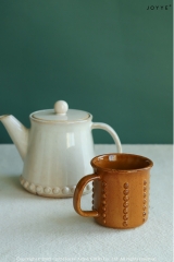 Vintage Amber Tone Embossed Stoneware Tableware Collection