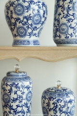 Timeless Blue and White Stamping Floral Ceramic Vase Collection