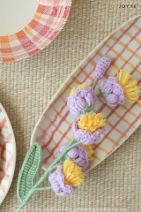 Sweet Hand-painted Check Ceramic Dinnerware and Crochet Flowers