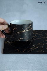Black and Pink Marble Effect Stoneware Mugs