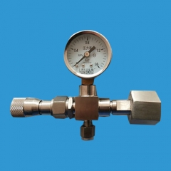 Stainless steel needle sampling valve with flow meter