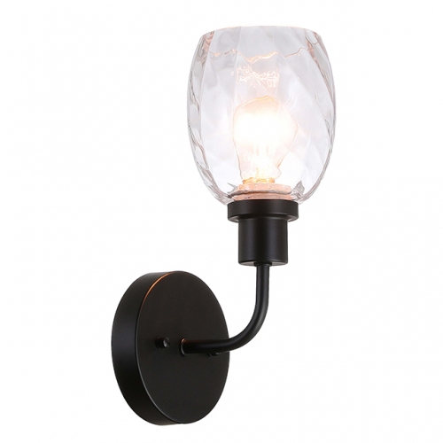 Wall Light 1 Light Wall Sconce with Clear Glass in Matte Balck Modern Bathroom Vanity Lighting for Bathroom & Kitchen  XB-W1210-1-MBK