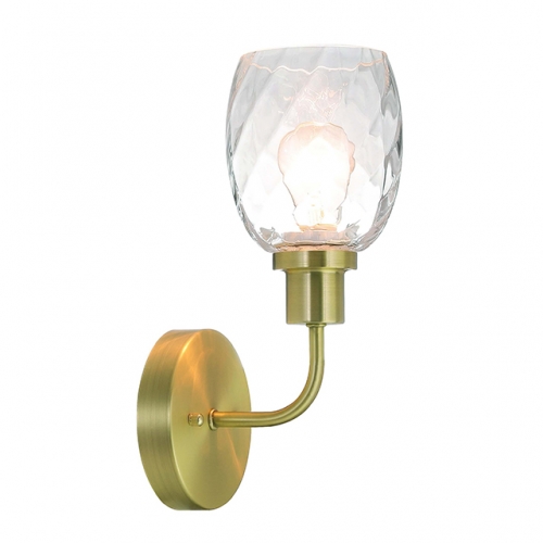 Wall Light 1 Light Wall Sconce with Clear Glass in Satin Brass, Modern Bathroom Vanity Lighting Suitable for Bathroom & Kitchen  XB-W1210-1-SB