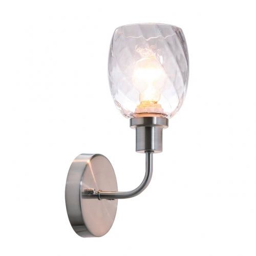 Wall Sconce, 1 Light Bathroom Vanity Wall Light with Clear Glass, Brushed Nickel Finish XB-W1210-1-BN