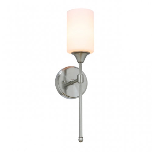Wall Light 1 Light Wall Sconce with Glass in Brushed Nickel, Classic Bath Sconce Vanity for Bathroom Bedroom & Living Room XB-W1216-BN