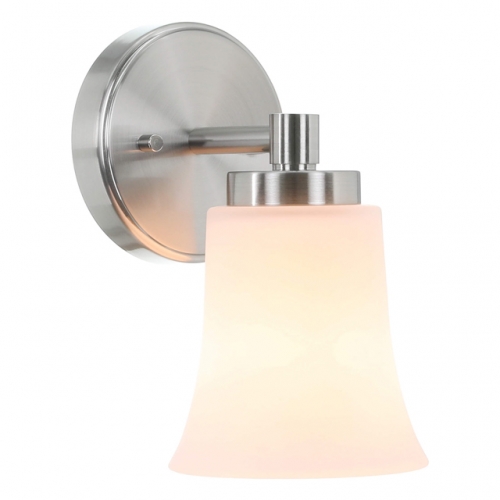 Wall Sconce, Single Bathroom Vanity Wall Light with Glass, Brushed Nickel Finish for Hallway & Bedroom XB-W1235-1-BN