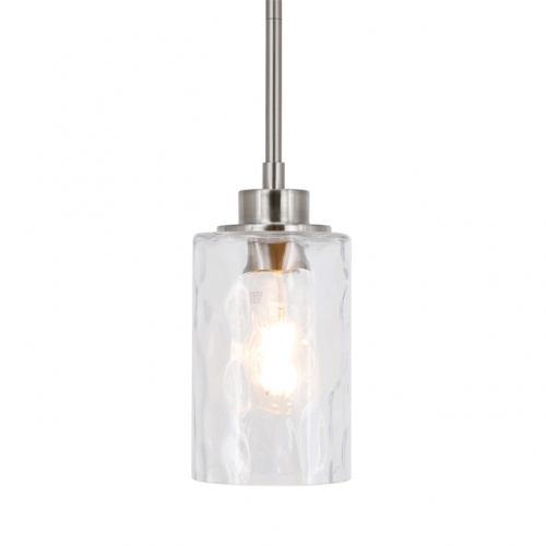 Mini Pendant Light 1 Light Glass Pendant Lighting, Modern Adjustable Kitchen Hanging Light Brushed Nickel Finish XB-P1227-BN