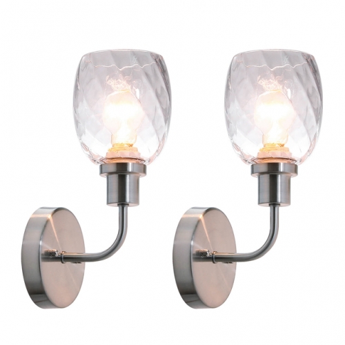 Wall Sconce, 1 Light Bathroom Vanity Wall Light with Clear Glass, Brushed Nickel Finish 2 Pack XB-W1210-1-2BN