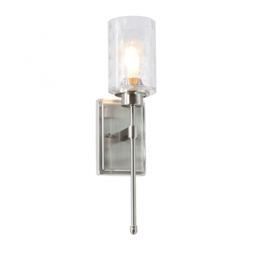 Wall Sconce 1 Light Sconces Wall Lighting with Glass, Modern Bathroom Vanity Light Brushed Nickel Finish XB-W1227-BN