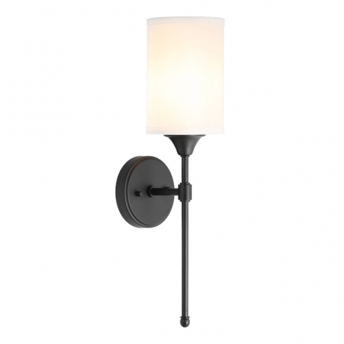 Wall Sconce Lighting, Classic 1 Light Black Bathroom Sconce Vanity Light with Fabric Shade for Corridor Bedroom & Living Room XB-W1260-MB