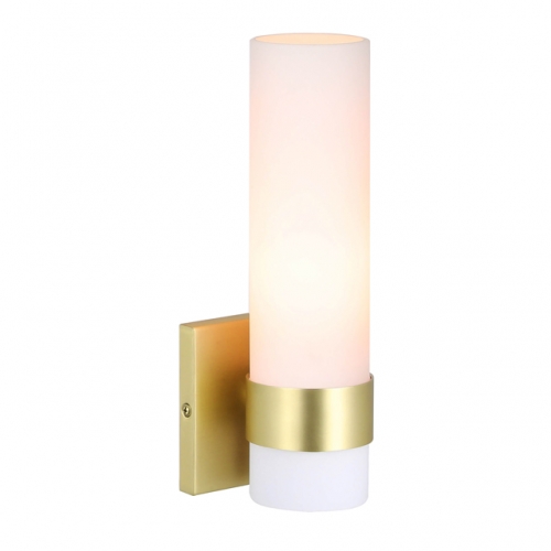 Sconces Wall Lighting, 1 Light ADA Wall Sconce, Vintage Bathroom Vanity Light with Tube Glass Satin Brass Finish for Kitchen & Corridor XB-W1185-SB