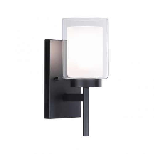 Wall Light, Classic Indoor 1 Light Black Vanity Sconce Light with Dual Glass Shade for Bathroom Kitchen & Living Room XB-W1276-1-MB