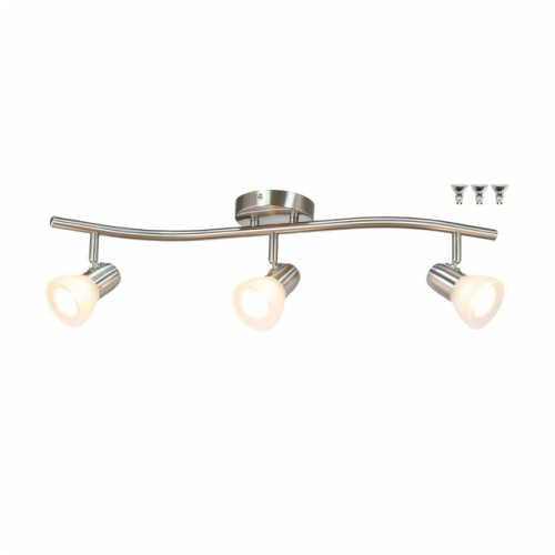 Track Lighting, 3 Light Track Light, Modern S-Shaped Track Light Bar Included GU10 Bulb Brushed Nickel Finish XB-TR1223-3