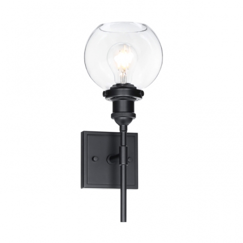 Wall Light, 1 Light Globe Bath Sconce Lighting Modern Black Wall Mounted Light for Kitchen & Bathroom XB-W1275-1-MB