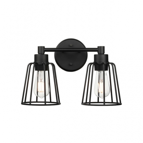 Sconces Wall Lighting, Vintage 2 Light Cage Wall Sconce, Farmhouse Black Vanity Wall Light Fixture XB-W1287-2-MB