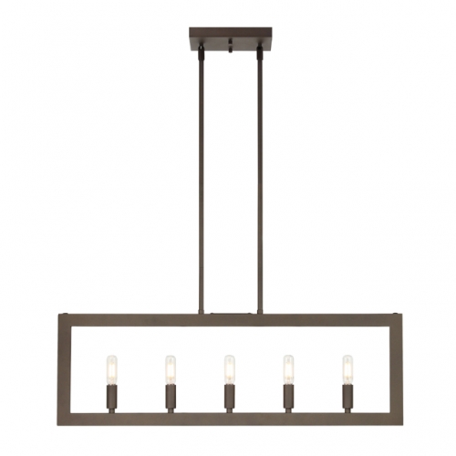 Kitchen Island Pendant Lighting, 5 Light Linear Chandelier Pendant Light with LED Bulb Dark Bronze Finish XB-C1278-5-DB