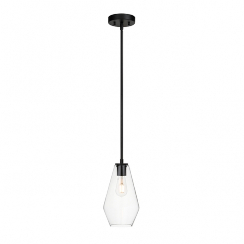 Glass Pendant Lighting, Modern 1 Light Kitchen Pendant Light Fixture Black Adjustable Pendant Lamp XB-P1228-MB