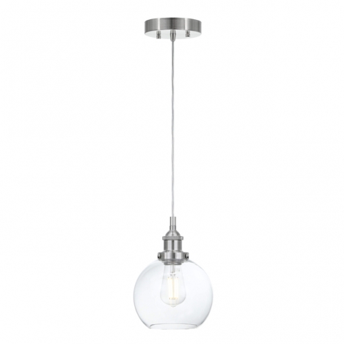 Pendant Lighting, Modern 1 Light Glass Pendant Light Adjustable Kitchen Hanging Ceiling Light Brushed Nickel XB-P1256-BN