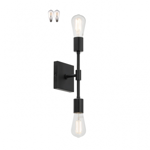 Black Wall Sconce, Retro 2 Light Bathroom Vanity Light with LED Bulb, Bathroom Sconces Wall Lighting XB-W2235-2-MB-LED