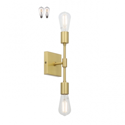 Wall Sconce, Modern 2 Light Bathroom Vanity Light with LED Bulb, Kitchen Sconces Wall Lighting Satin Brass XB-W2235-2-SB-LED