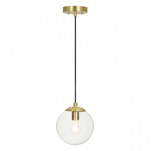 Globe Pendant Light, Retro 1 Light Kitchen Pendant Lighting Brass Adjustable Hanging Ceiling Light for Kitchen & Dining Room XB-P1259-SB