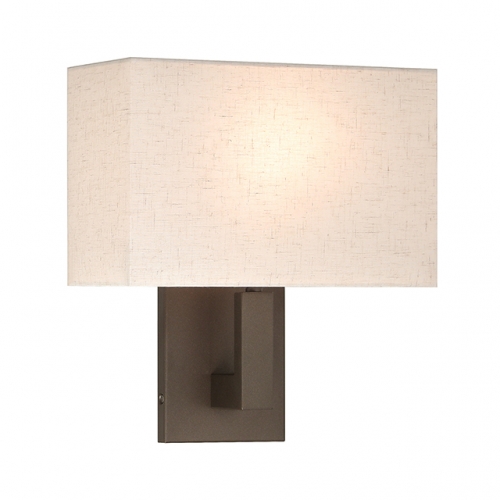 Bedside Wall Lamp, Single Wall Sconce Lighting with Fabric Shade Dark Bronze Reading Wall Mounted Light for Bedroom Living Room XB-W1289-DB