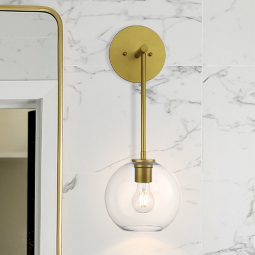 Globe Wall Sconce, Modern 1 Light Bathroom Vanity Lights, Decorative Gold Brass Wall Sconce Lighting XB-W1263-GB