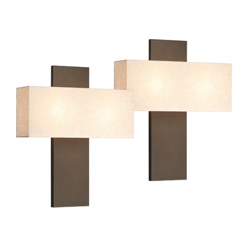 Wall Lamps for Bedrooms Set of 2, Modern Dark Bronze Wall Sconce with Fabric Shade Wall Mouted Lamp for Corridor & Living Room XB-W1289-2-DB