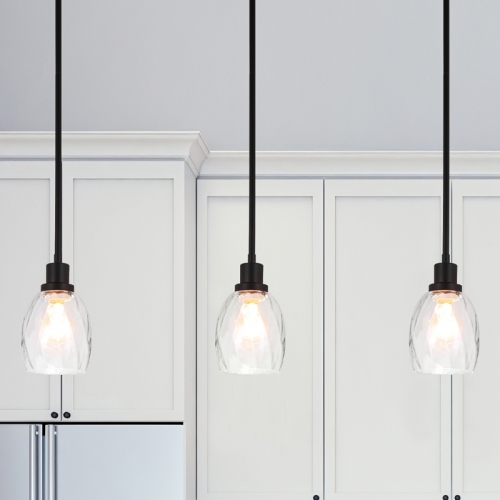 Pendant Light Modern 1 Light Mini Pendant Hanging Light with Clear Glass Adjustable Kitchen Hanging Ceiling Light in Matte Black  XB-P1210-MBK