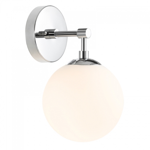 Globe Wall Sconce 1 Light Chrome Wall Light, Bathroom Vanity Sconce Light for Bathroom & Bedroom XB-W1211-CH