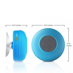 Water Resistant Bluetooth Wireless Shower Speaker, Hands-Free Portable Speakerphone w/ 4Hrs of Playtime, Built-in Mic, Control Buttons & Detachable Suction Cup for Indoor & Outdoor