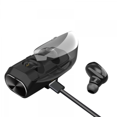 True Wireless Headphone with Emergency Power Bank, Mini Invisible in-Ear Earphone Sweatproof with Microphone