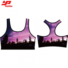 Gym sakura printing colorful sublimation sport bra yoga tank tops