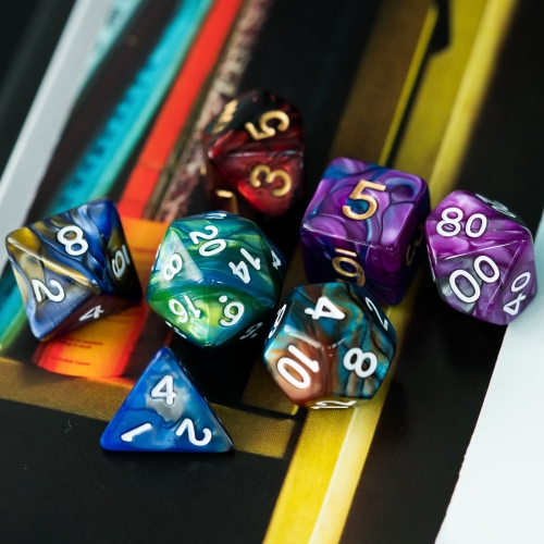 Mixed Color Pearl Texture Acrylic Dice Set