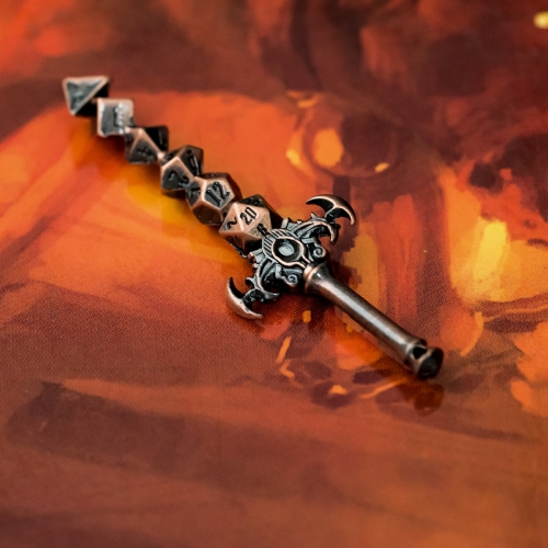 Mini Metal Sword with 7 Die Dice Set