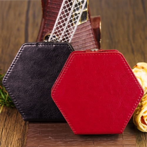 Black/Red Leather Hexagonal Dice Box