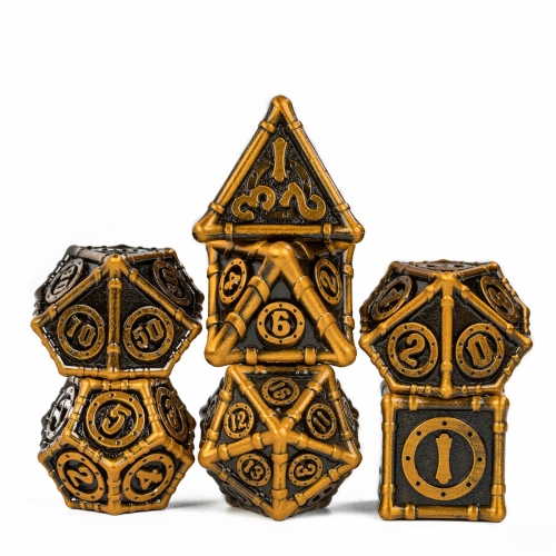 Cusdie Steampunk Style Metal D&D Dice Set, 7 Pcs Metal DND Dice, Polyhedral Dice Set, for Role Playing Game MTG Pathfinder
