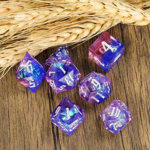 Cusdie Sharp Edges DND Dice, 7 PCS Two Layers D&D Dice, Handcrafted Polyhedral Dice Set, for Role Playing Game MTG Pathfinder