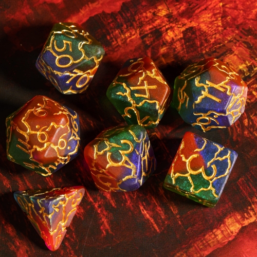 Cusdie Polyhedral DND Dice Set Resin Crackle Dice for Dungeons and Dragons Role Playing Game,Table Game,Board Games