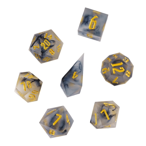 Cusdie Frosted Dice Sharp Edges DND Dice, 7 PCs D&D Dice, Handcrafted Polyhedral Dice Set, for Role Playing Game
