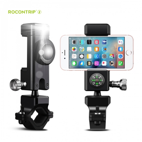 Rocontrip Bike Handlebar Mount LED 360°Rotary Universal Cradle w/ Compass for phones